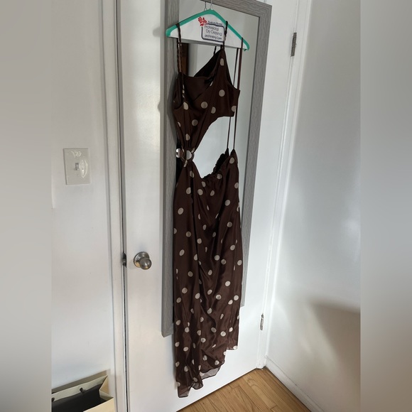 sir the label brown polka dot dress Sir the Label Vivi Frill Maxi Dress in Marlon Polka Dot Size 2 (10) RRP -  $460 Hire